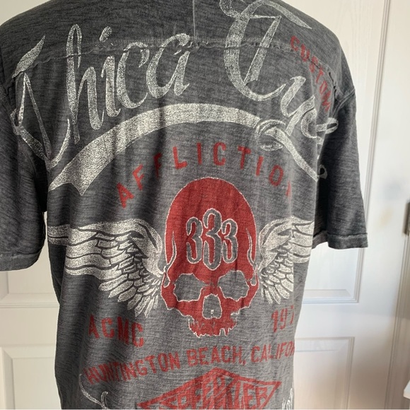 Affliction American Customs Burnout Henley Tee - Picture 12 of 14